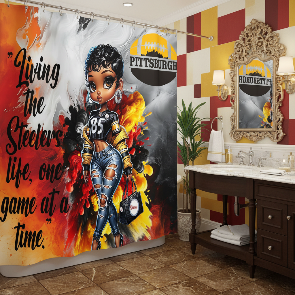 Copycat-Creations Pittsburgh Football 2pcs Shower Curtain Set