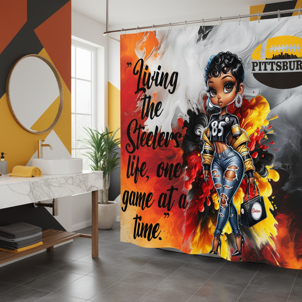 Copycat-Creations Pittsburgh Football 2pcs Shower Curtain Set