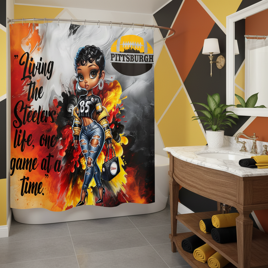 Copycat-Creations Pittsburgh Football 2pcs Shower Curtain Set