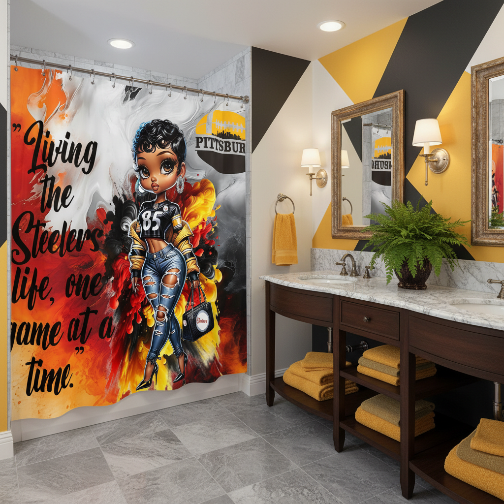 Copycat-Creations Pittsburgh Football 2pcs Shower Curtain Set