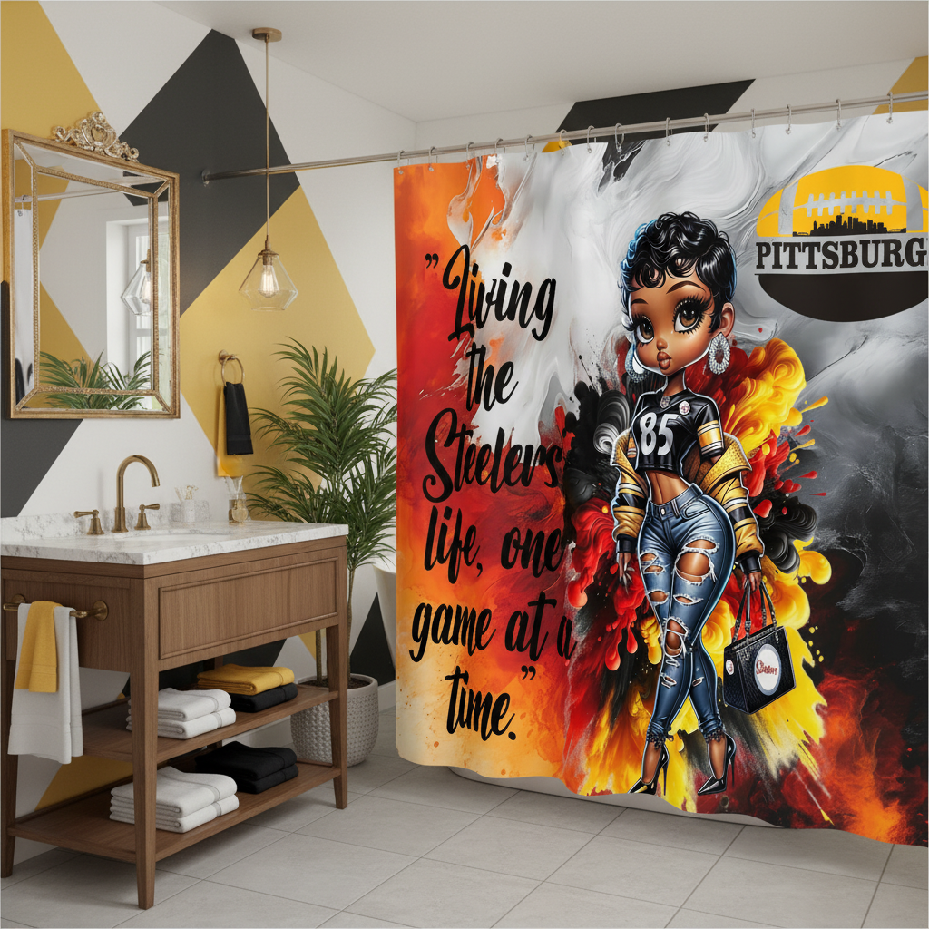Copycat-Creations Pittsburgh Football 2pcs Shower Curtain Set