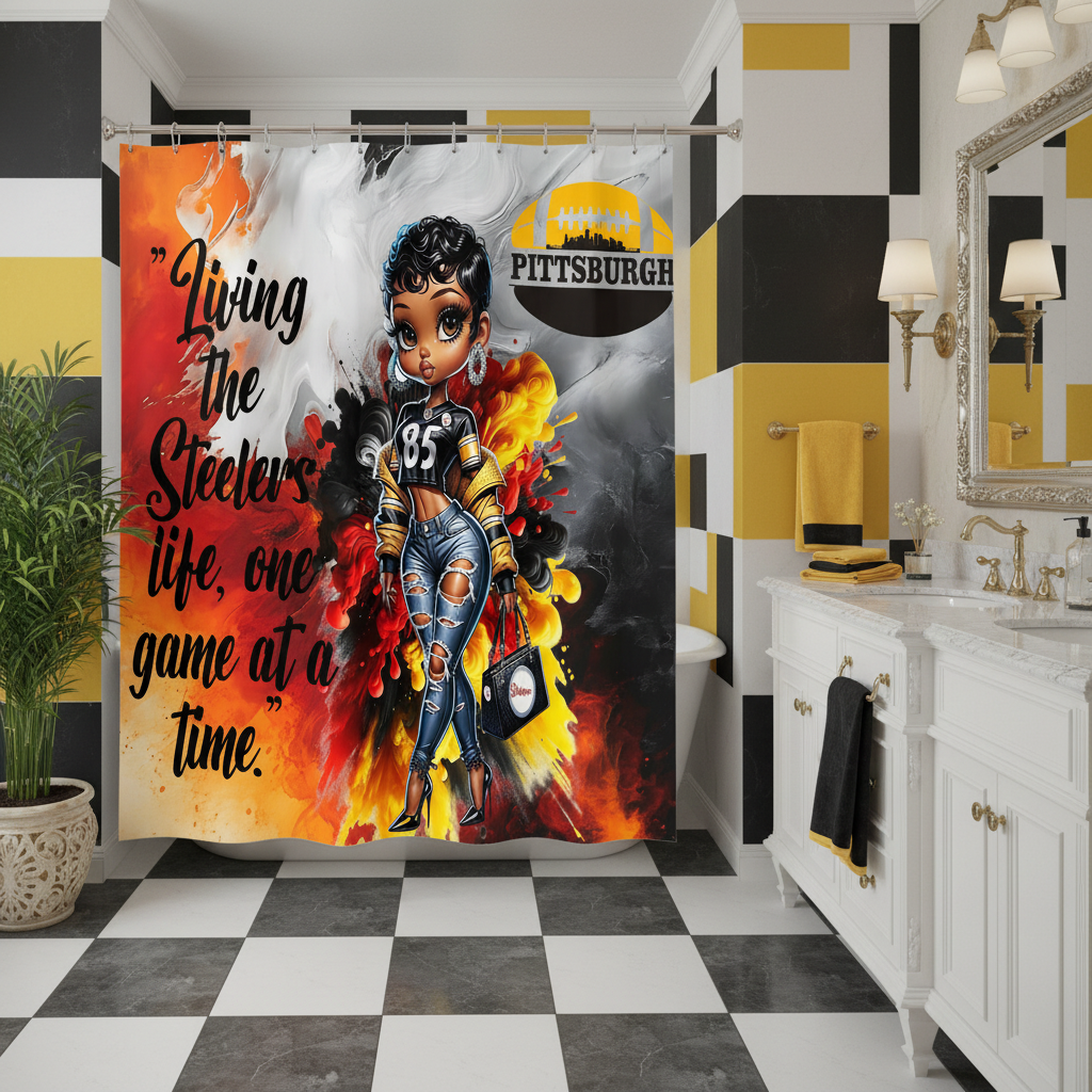 Copycat-Creations Pittsburgh Football 2pcs Shower Curtain Set