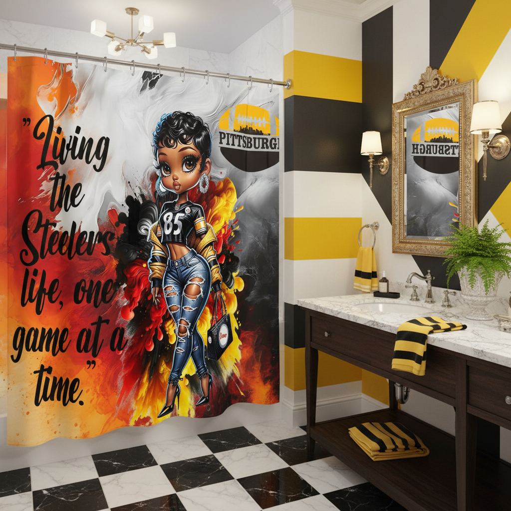 Copycat-Creations Pittsburgh Football 2pcs Shower Curtain Set
