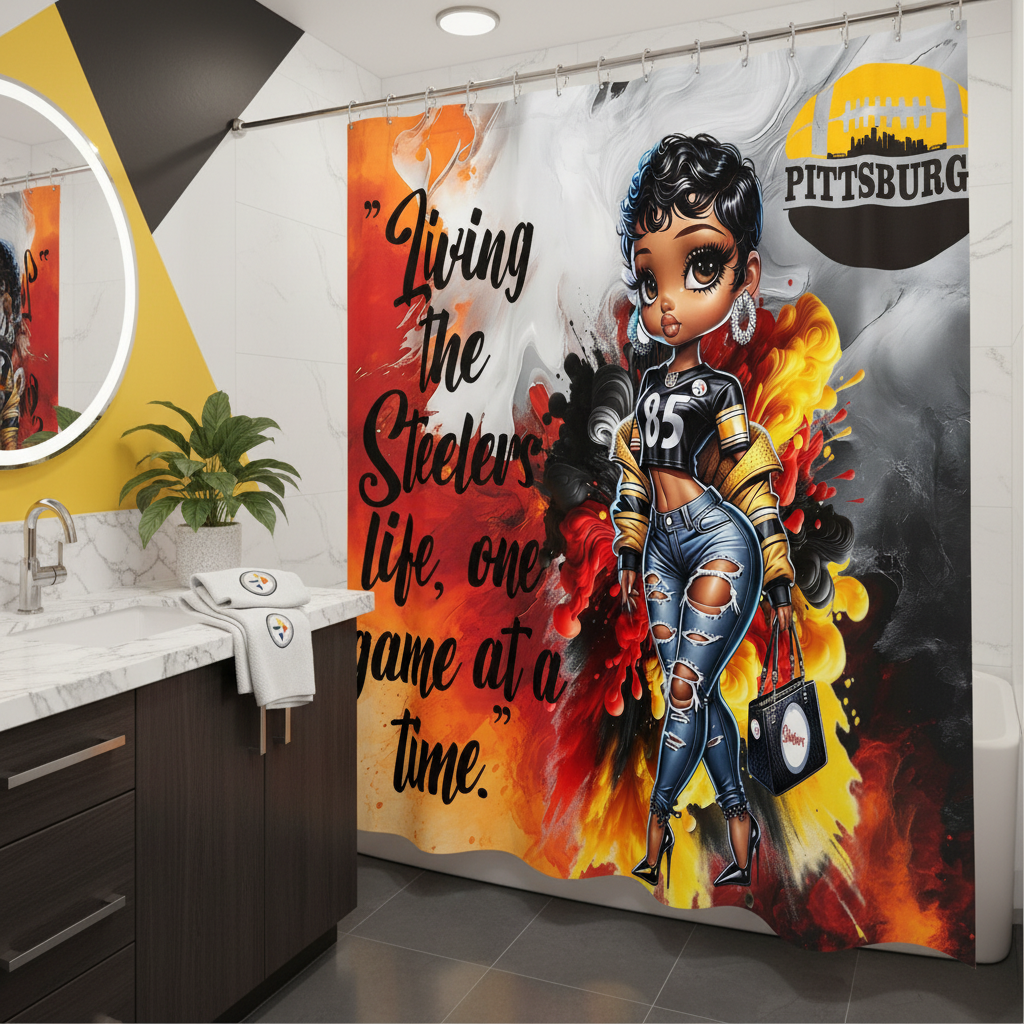 Copycat-Creations Pittsburgh Football 2pcs Shower Curtain Set