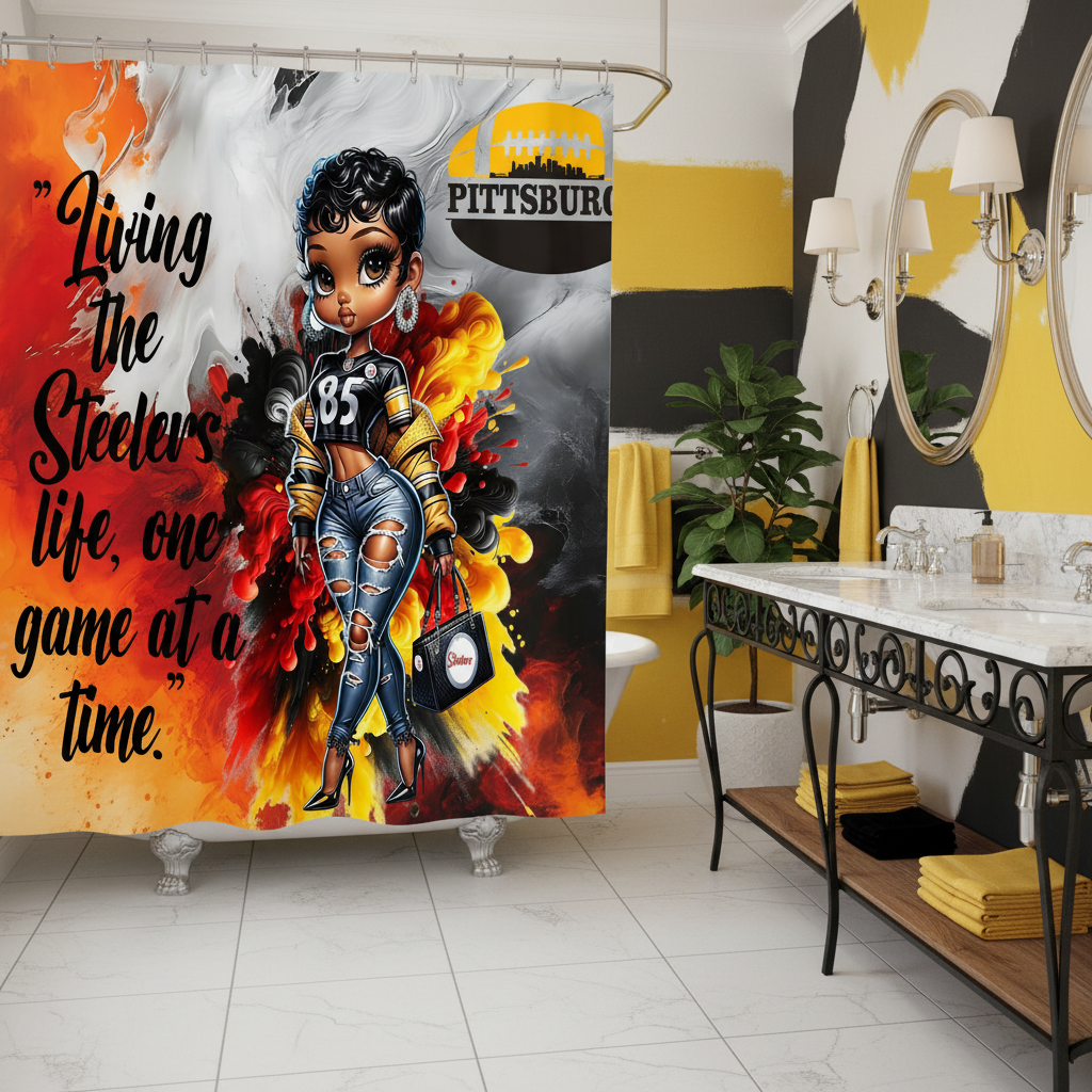 Copycat-Creations Pittsburgh Football 2pcs Shower Curtain Set