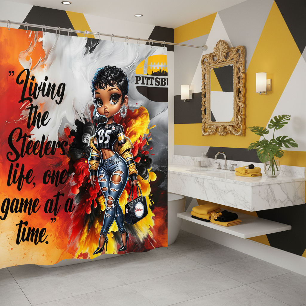 Copycat-Creations Pittsburgh Football 2pcs Shower Curtain Set