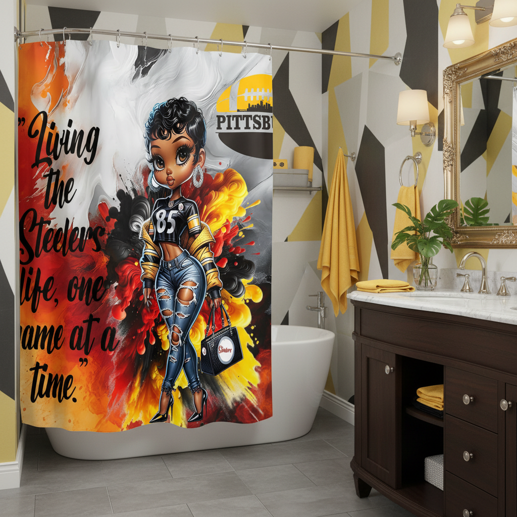 Copycat-Creations Pittsburgh Football 2pcs Shower Curtain Set