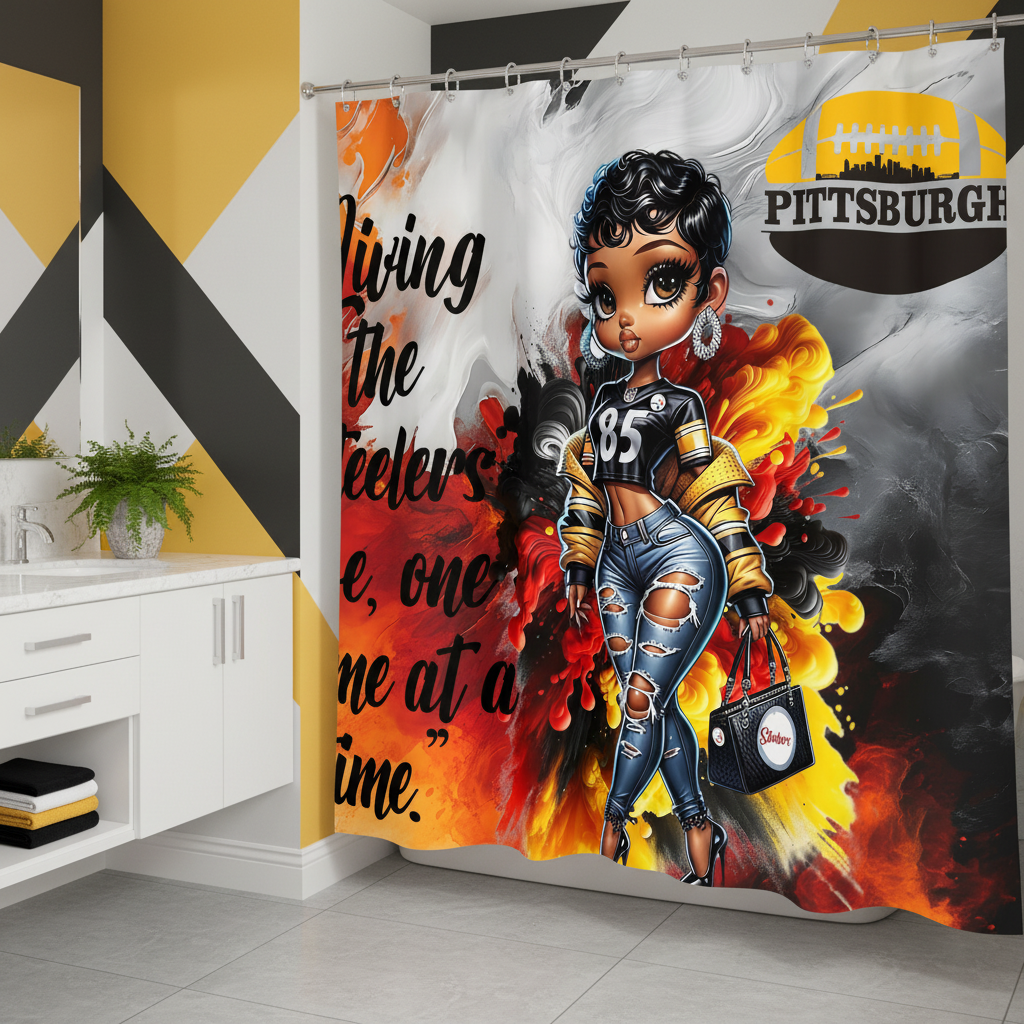 Copycat-Creations Pittsburgh Football 2pcs Shower Curtain Set