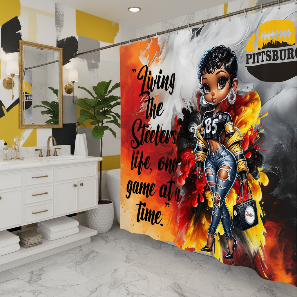 Copycat-Creations Pittsburgh Football 2pcs Shower Curtain Set