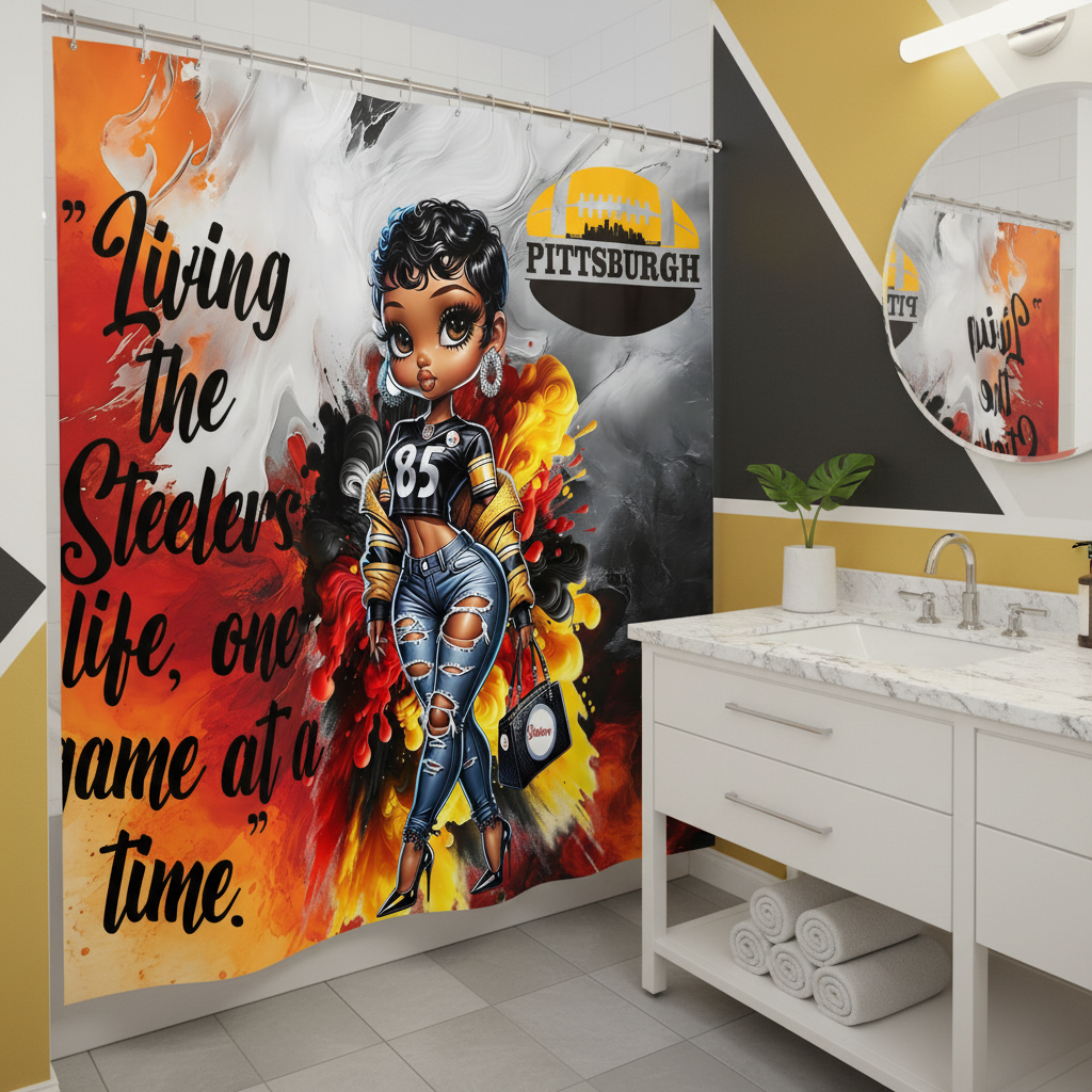 Copycat-Creations Pittsburgh Football 2pcs Shower Curtain Set