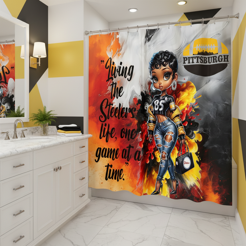Copycat-Creations Pittsburgh Football 2pcs Shower Curtain Set