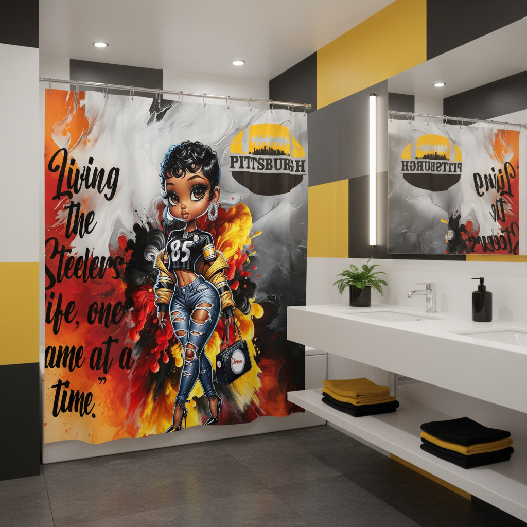Copycat-Creations Pittsburgh Football 2pcs Shower Curtain Set