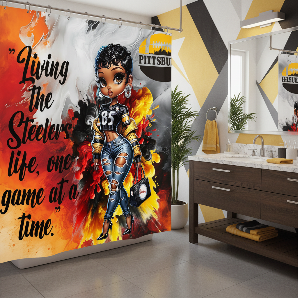 Copycat-Creations Pittsburgh Football 2pcs Shower Curtain Set
