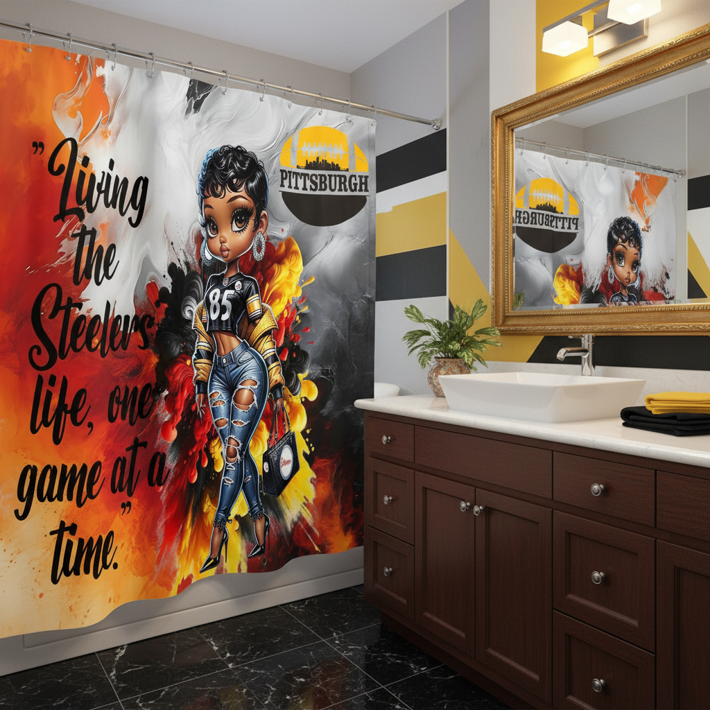 Copycat-Creations Pittsburgh Football 2pcs Shower Curtain Set