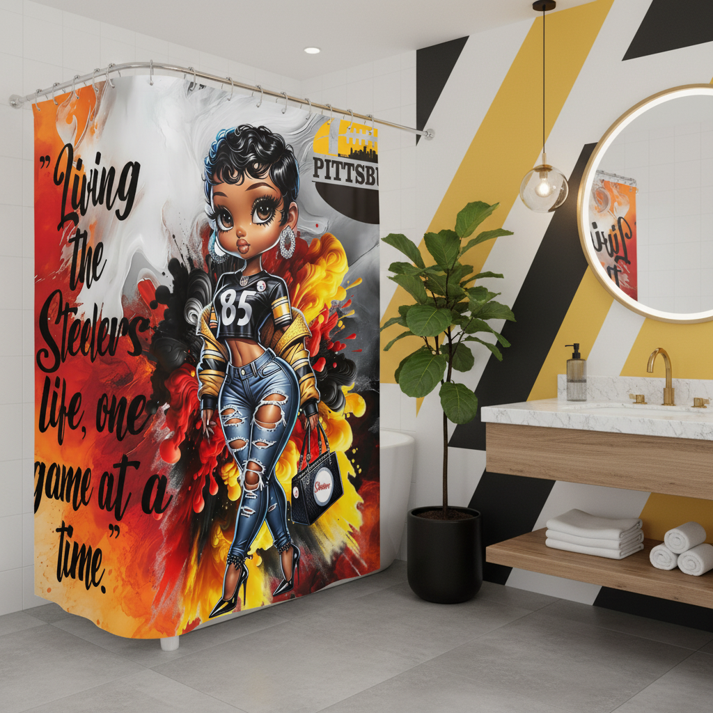 Copycat-Creations Pittsburgh Football 2pcs Shower Curtain Set