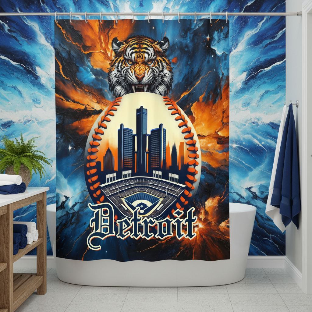 Copycat-Creations Detroit Baseball 2nd Edition Shower Curtain