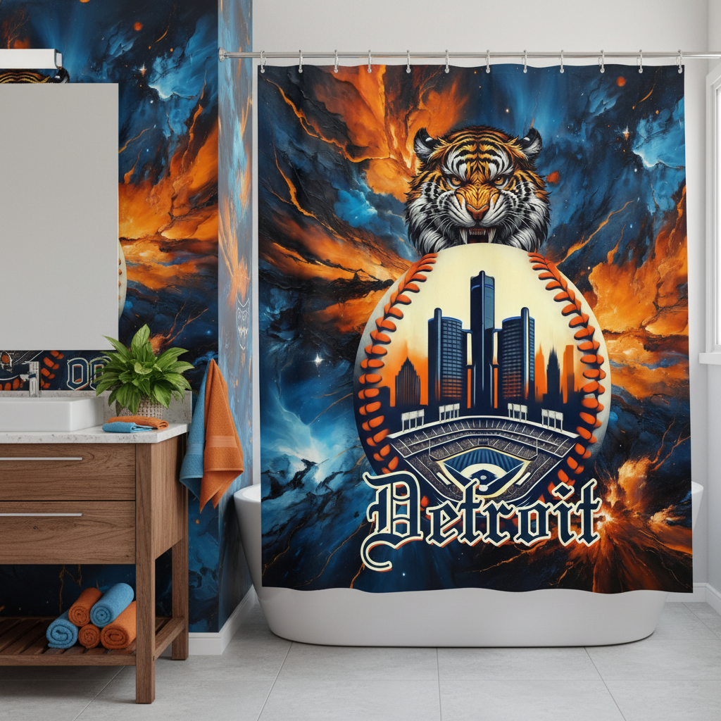 Copycat-Creations Detroit Baseball 2nd Edition Shower Curtain