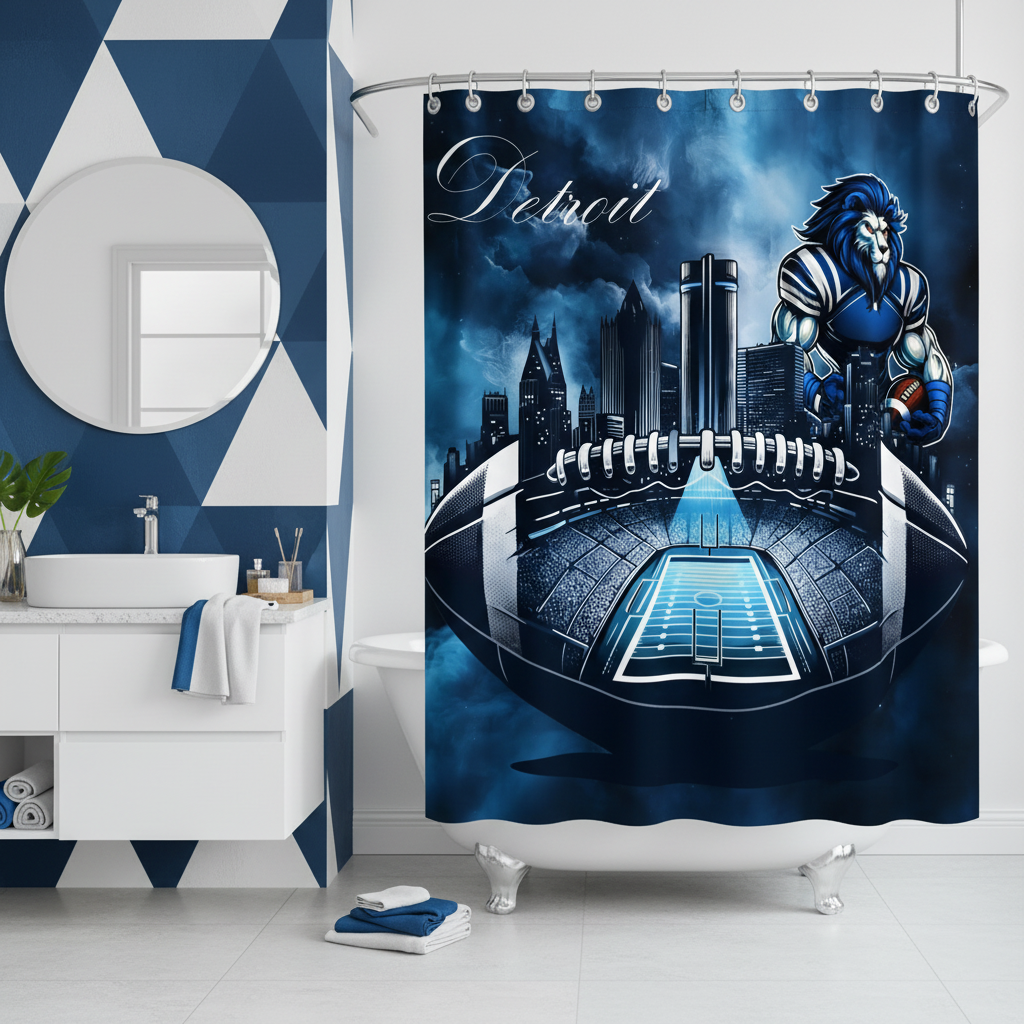Copycat-Creations Detroit Football Shower Curtain