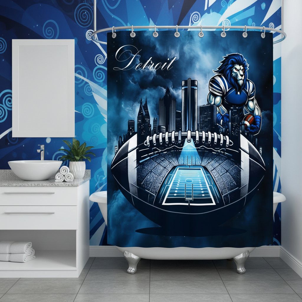 Copycat-Creations Detroit Football Shower Curtain