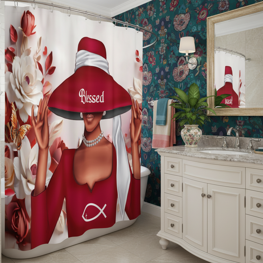 Copycat-Creations Faith-Based Christian 4pcs Shower Curtain Set