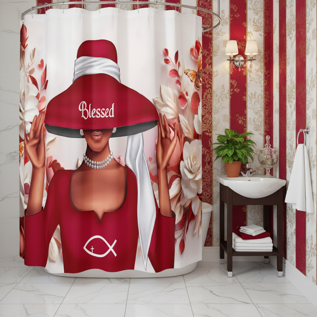 Copycat-Creations Faith-Based Christian 4pcs Shower Curtain Set