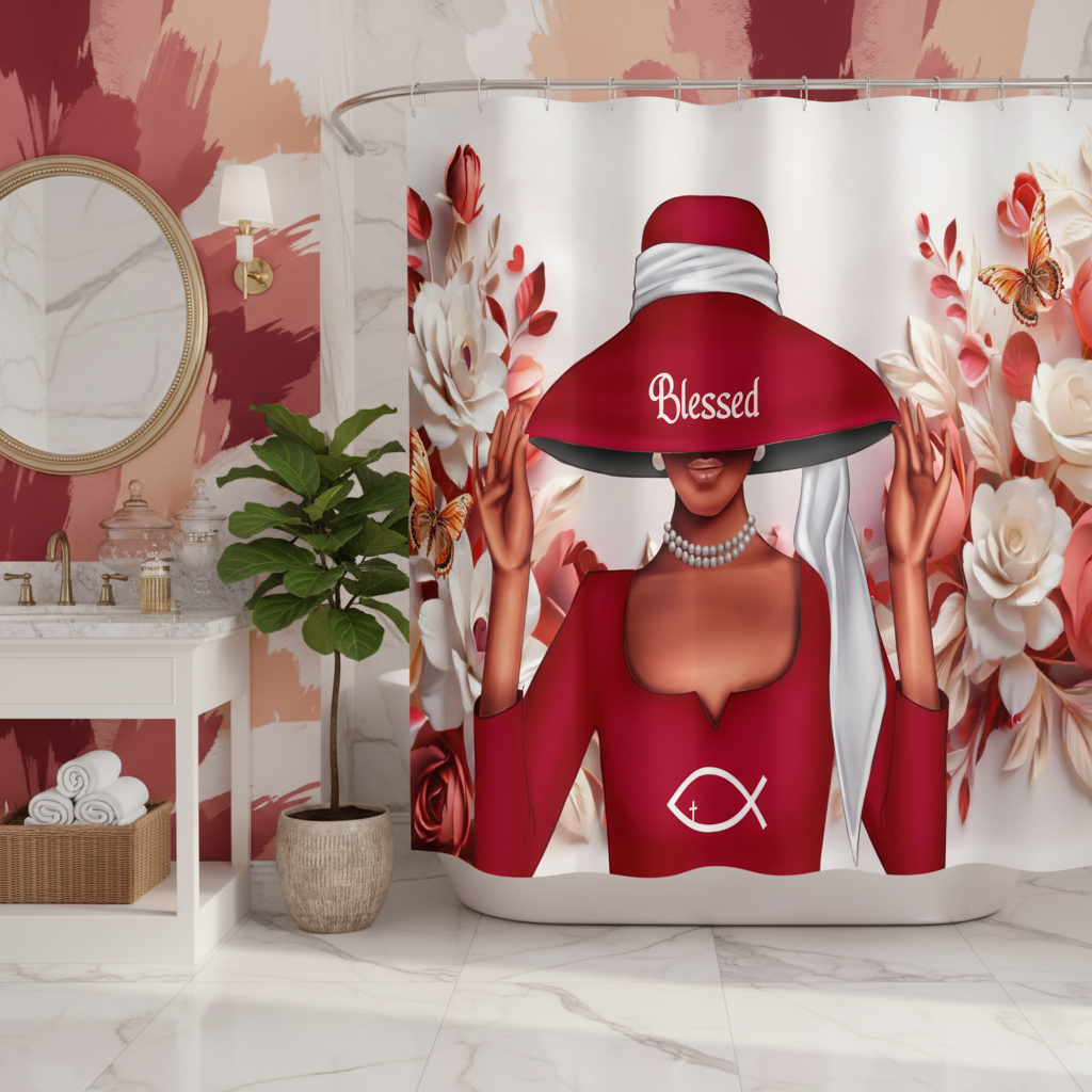 Copycat-Creations Faith-Based Christian 4pcs Shower Curtain Set