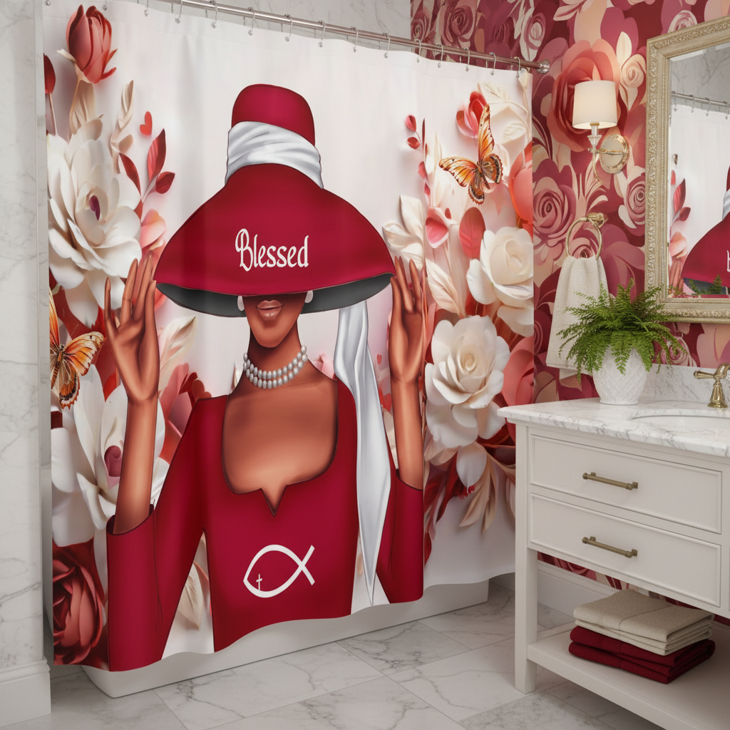 Copycat-Creations Faith-Based Christian 4pcs Shower Curtain Set