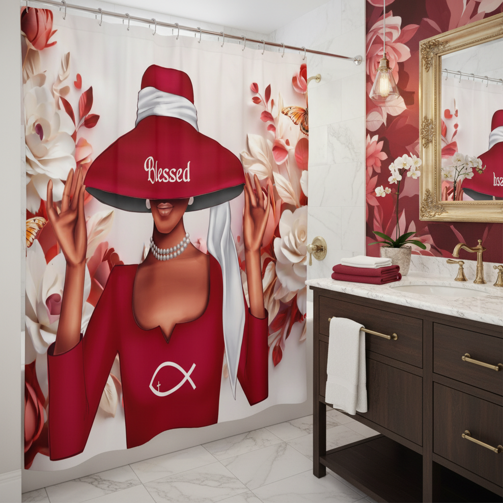 Copycat-Creations Faith-Based Christian 4pcs Shower Curtain Set