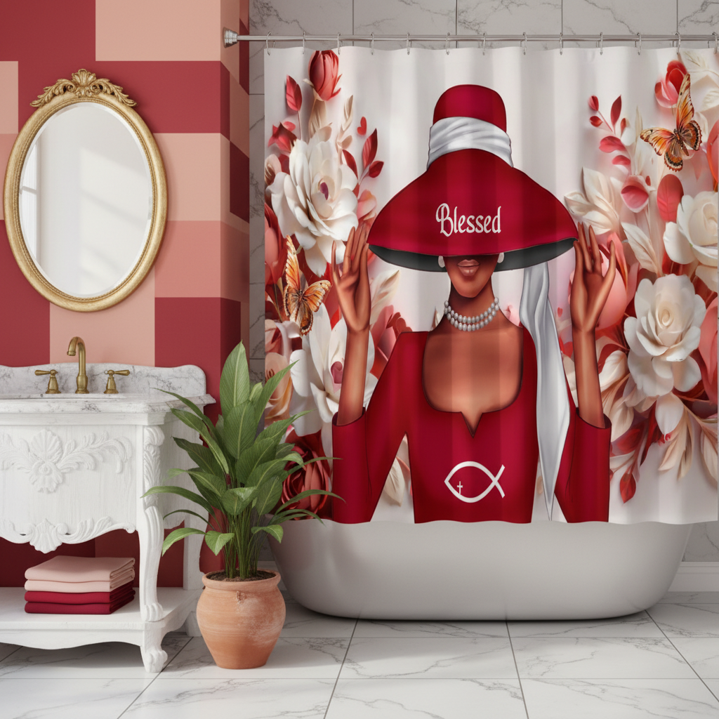 Copycat-Creations Faith-Based Christian 4pcs Shower Curtain Set