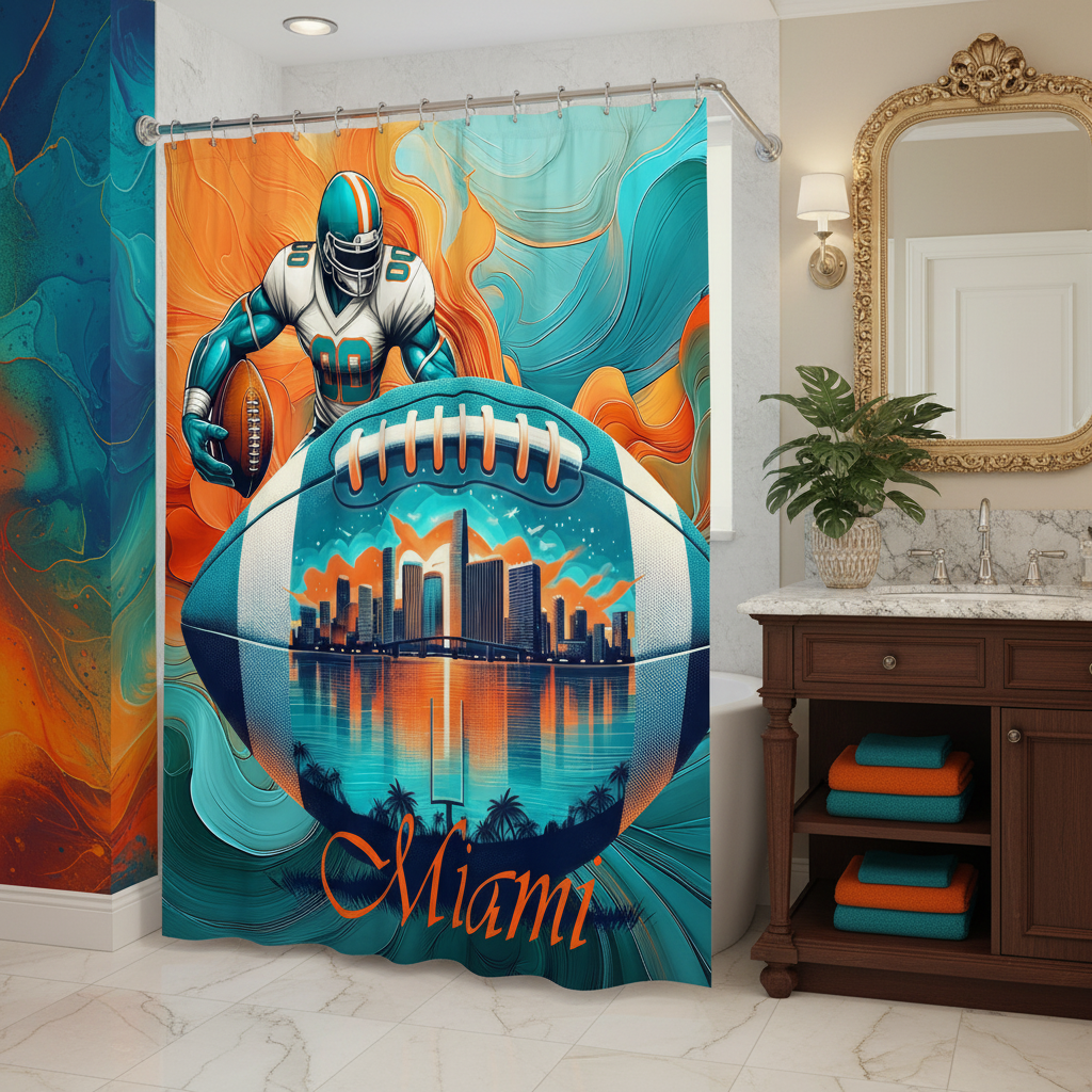 Copycat-Creations 2nd Edition Miami Football Shower Curtain