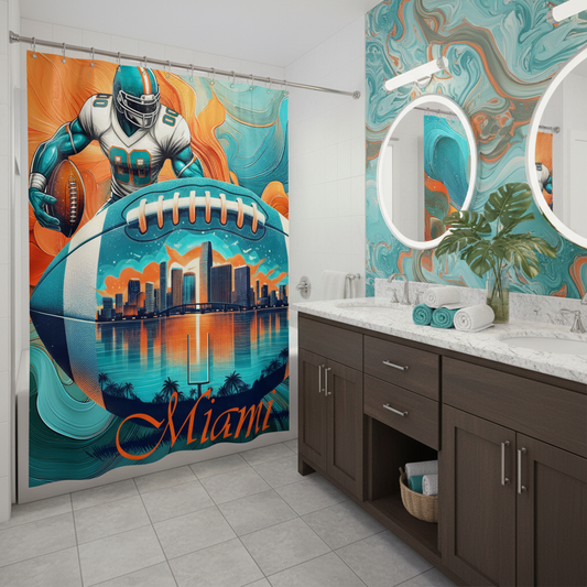 Copycat-Creations 2nd Edition Miami Football Shower Curtain