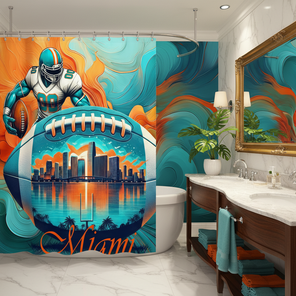 Copycat-Creations 2nd Edition Miami Football Shower Curtain