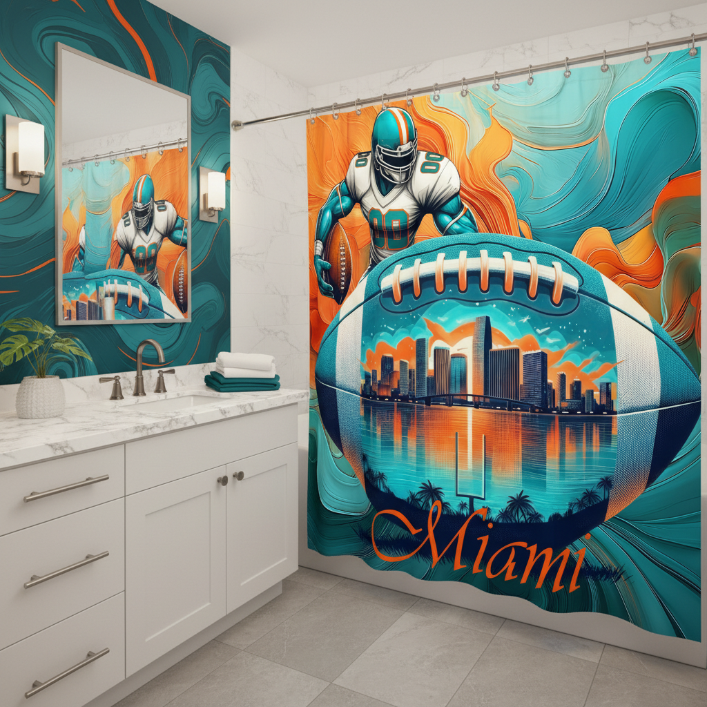 Copycat-Creations 2nd Edition Miami Football Shower Curtain