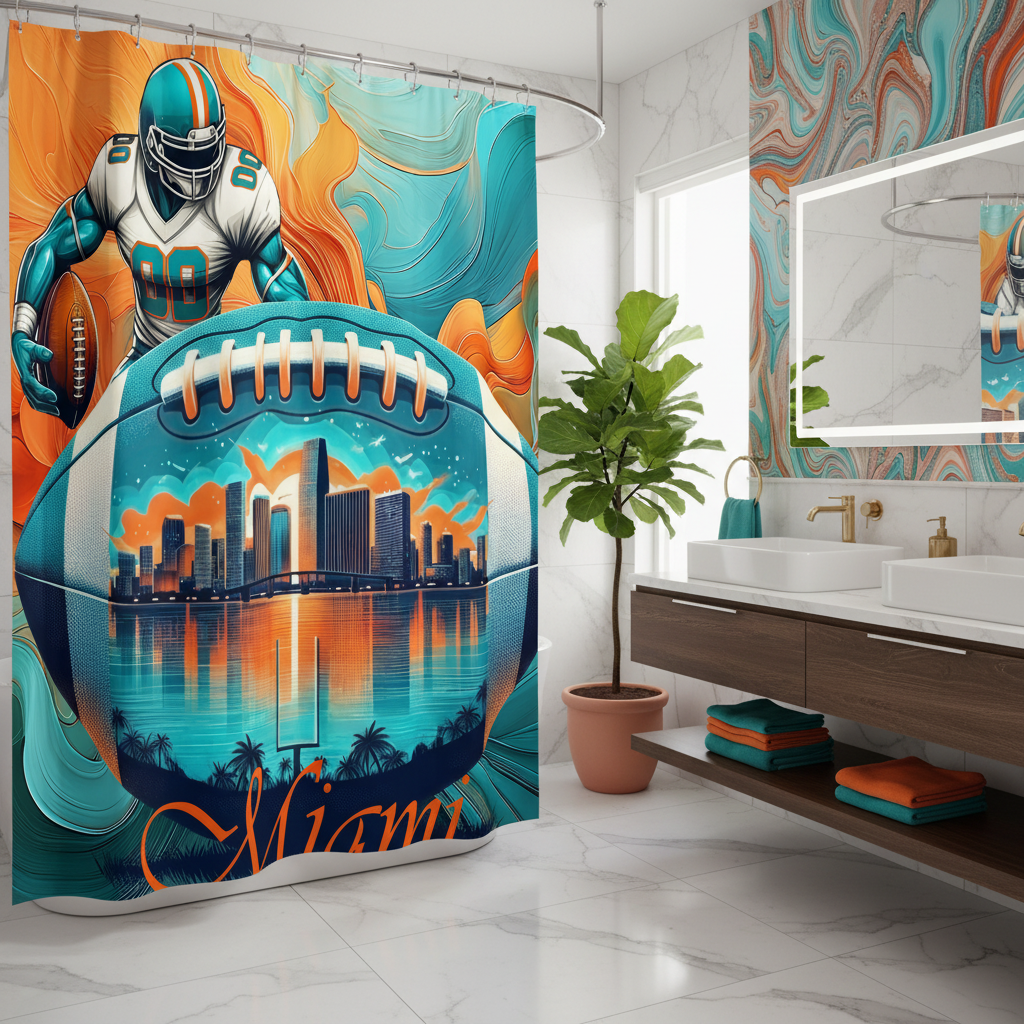 Copycat-Creations 2nd Edition Miami Football Shower Curtain