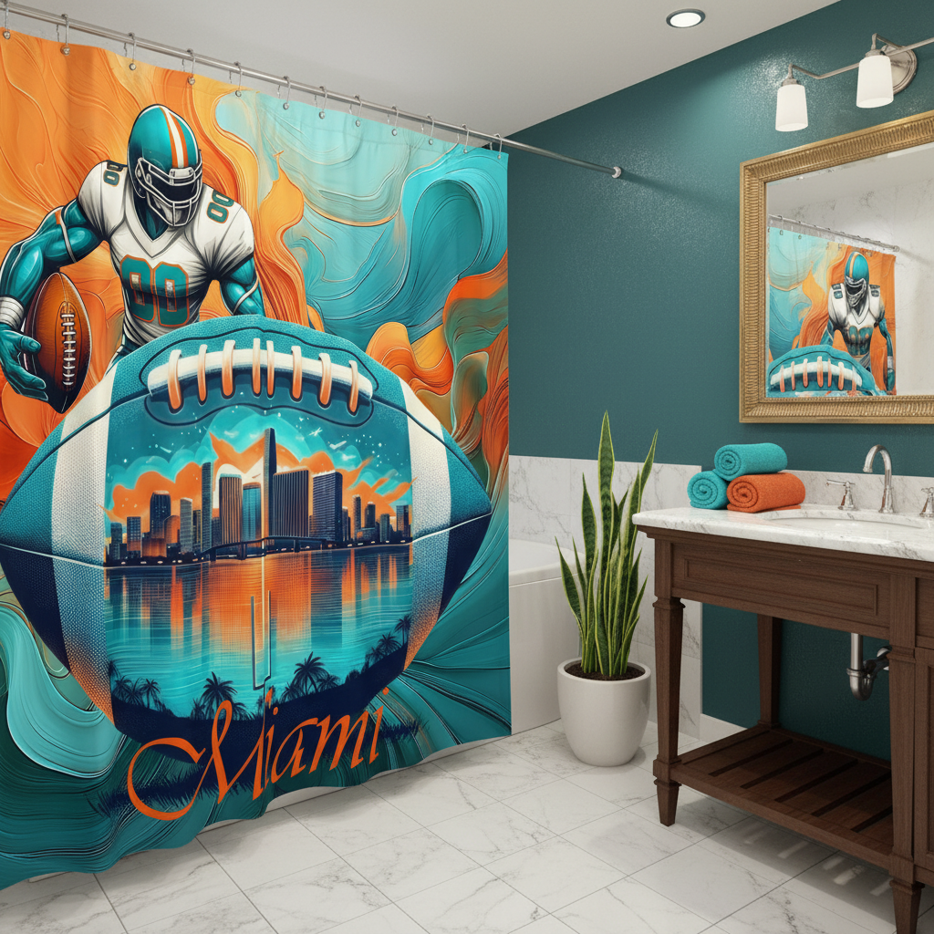 Copycat-Creations 2nd Edition Miami Football Shower Curtain