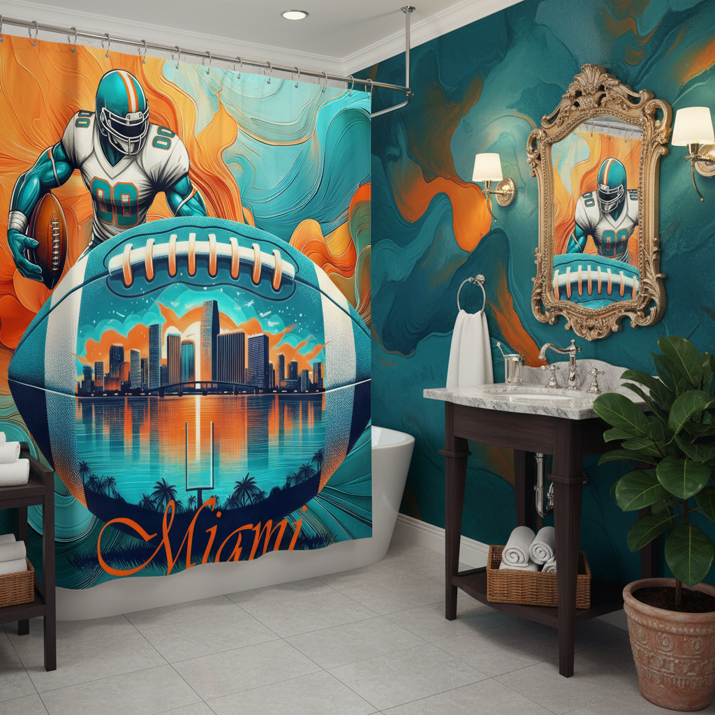 Copycat-Creations 2nd Edition Miami Football Shower Curtain