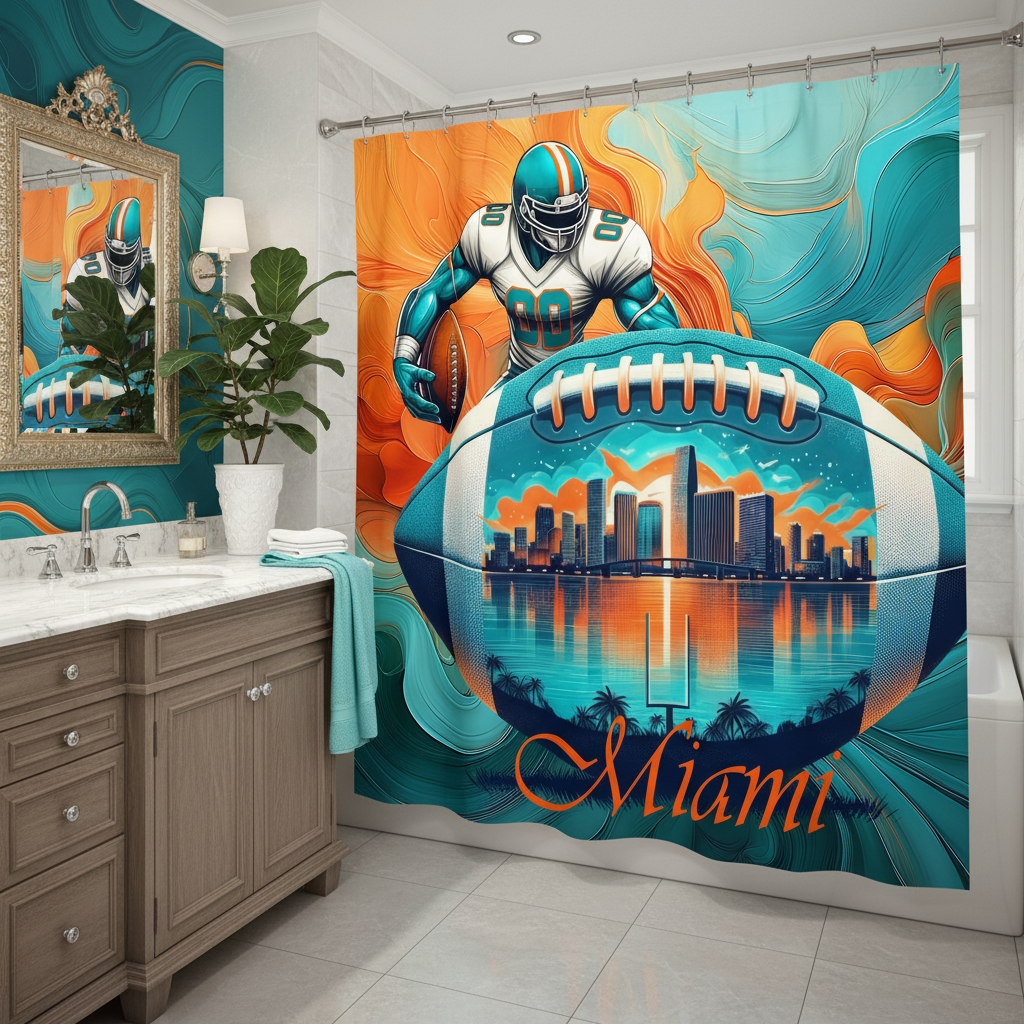 Copycat-Creations 2nd Edition Miami Football Shower Curtain