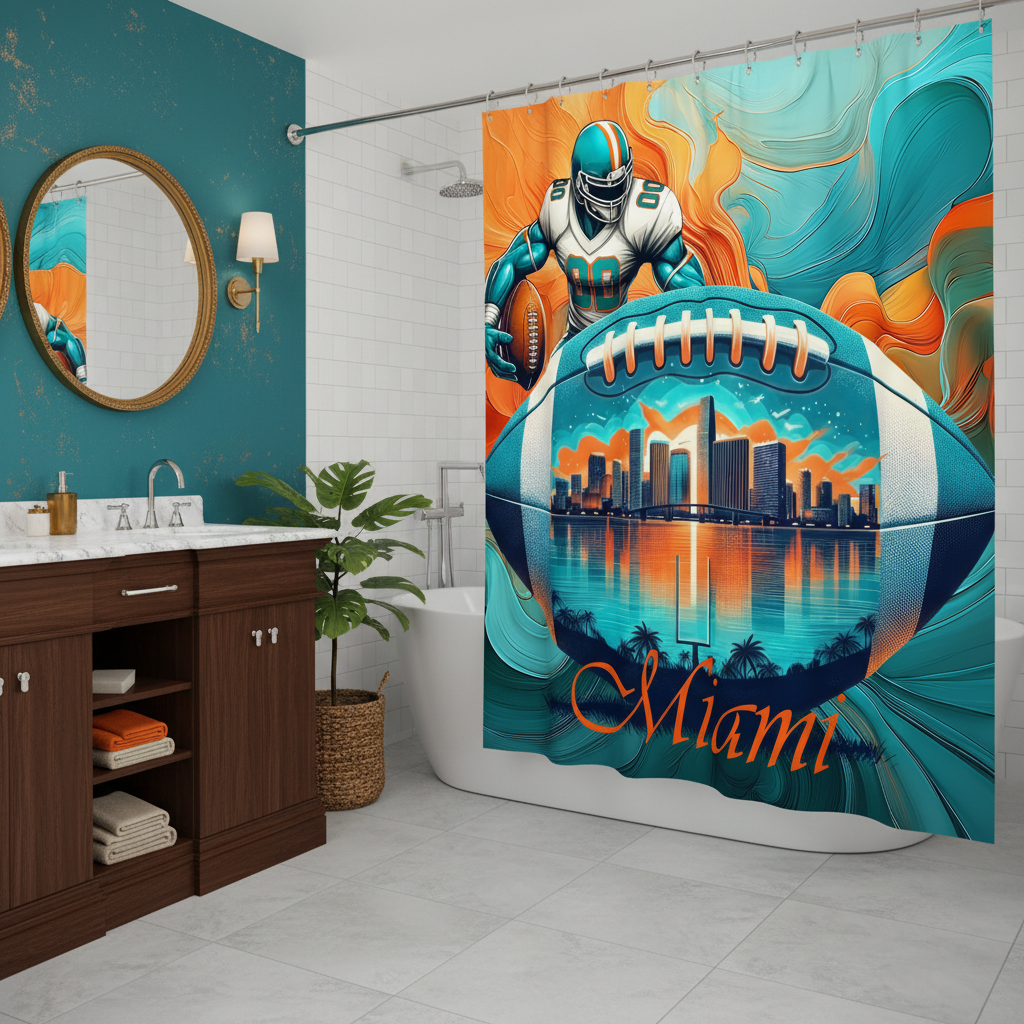 Copycat-Creations 2nd Edition Miami Football Shower Curtain