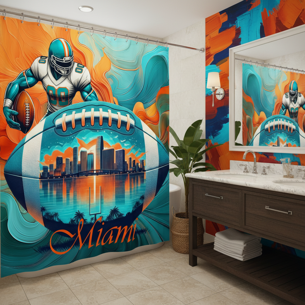 Copycat-Creations 2nd Edition Miami Football Shower Curtain