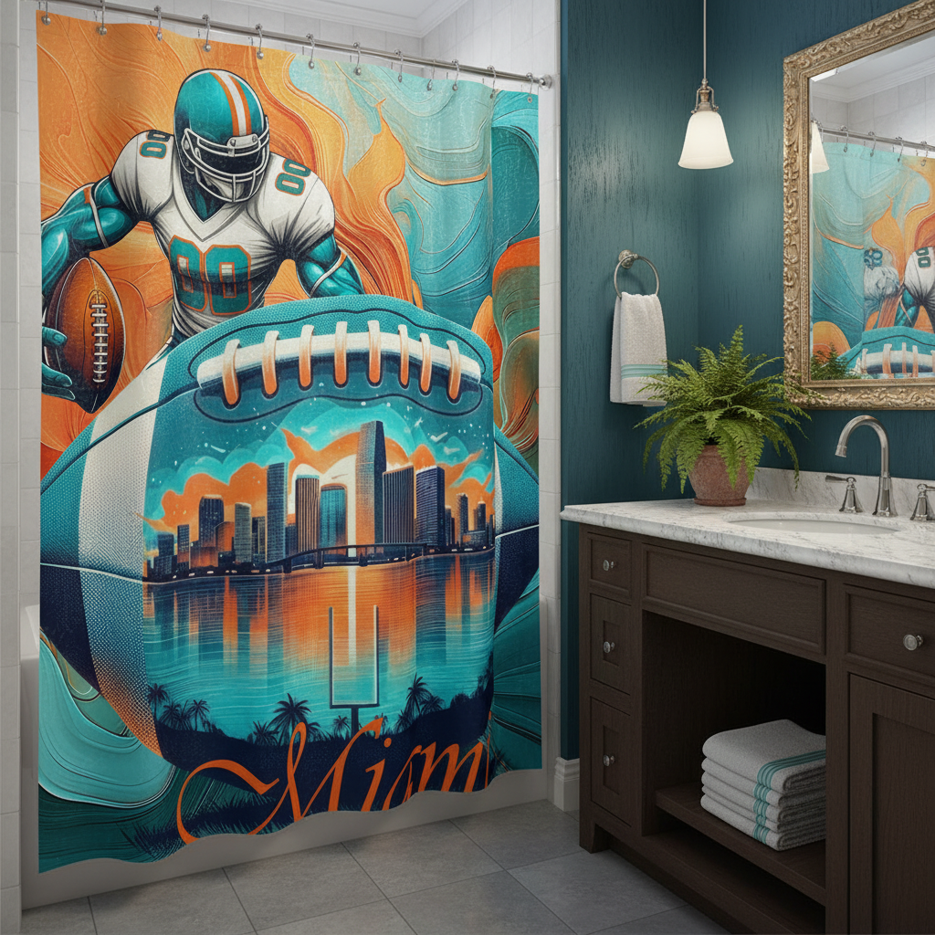 Copycat-Creations 2nd Edition Miami Football Shower Curtain