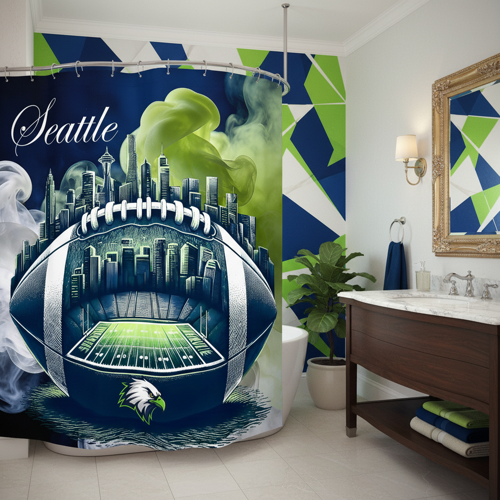 Copycat-Creations Seattle Football Shower Curtain