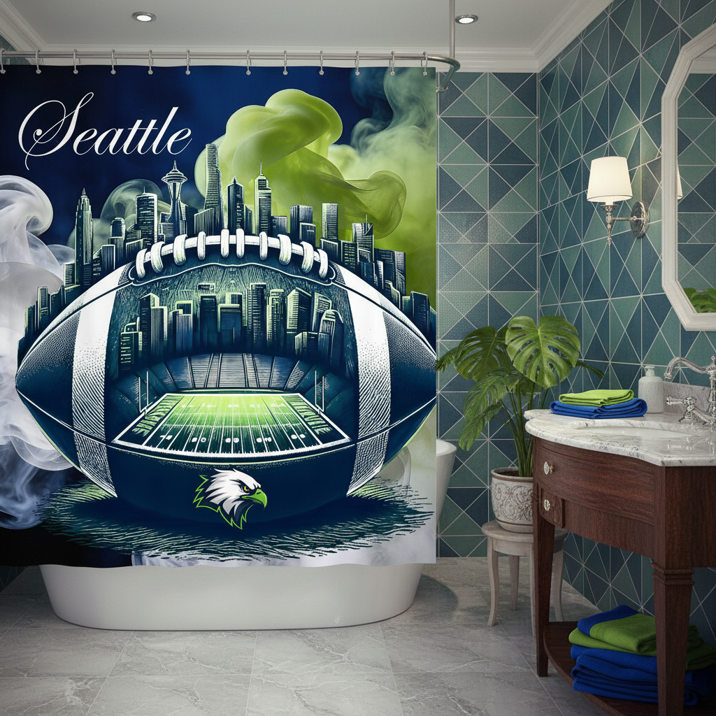 Copycat-Creations Seattle Football Shower Curtain