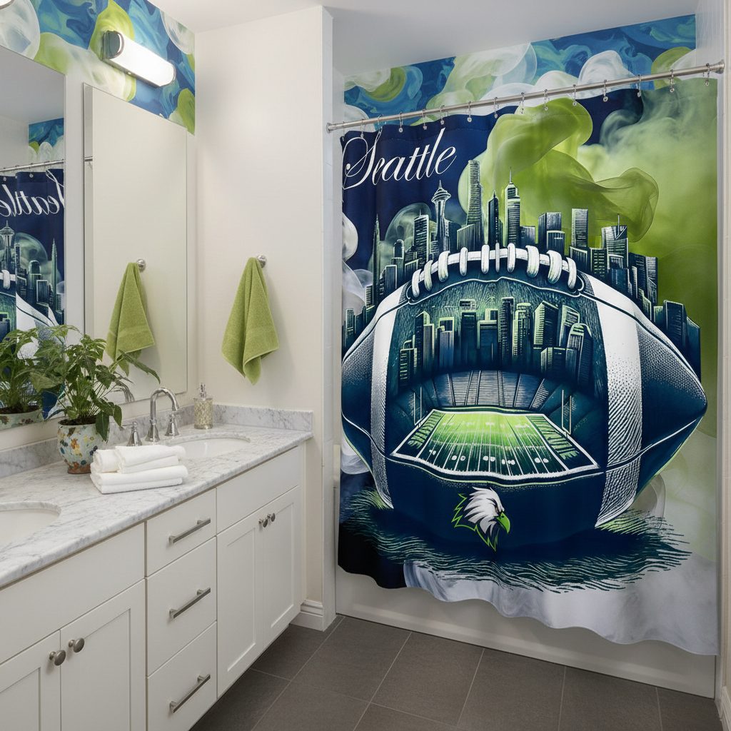 Copycat-Creations Seattle Football Shower Curtain