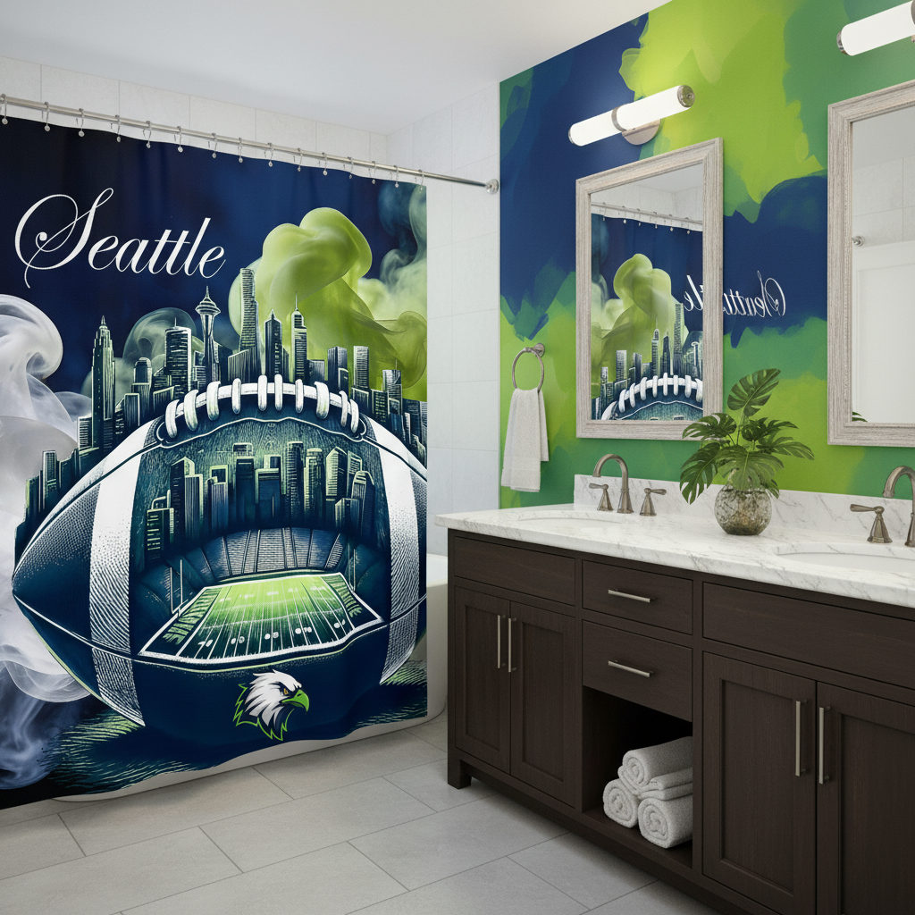 Copycat-Creations Seattle Football Shower Curtain