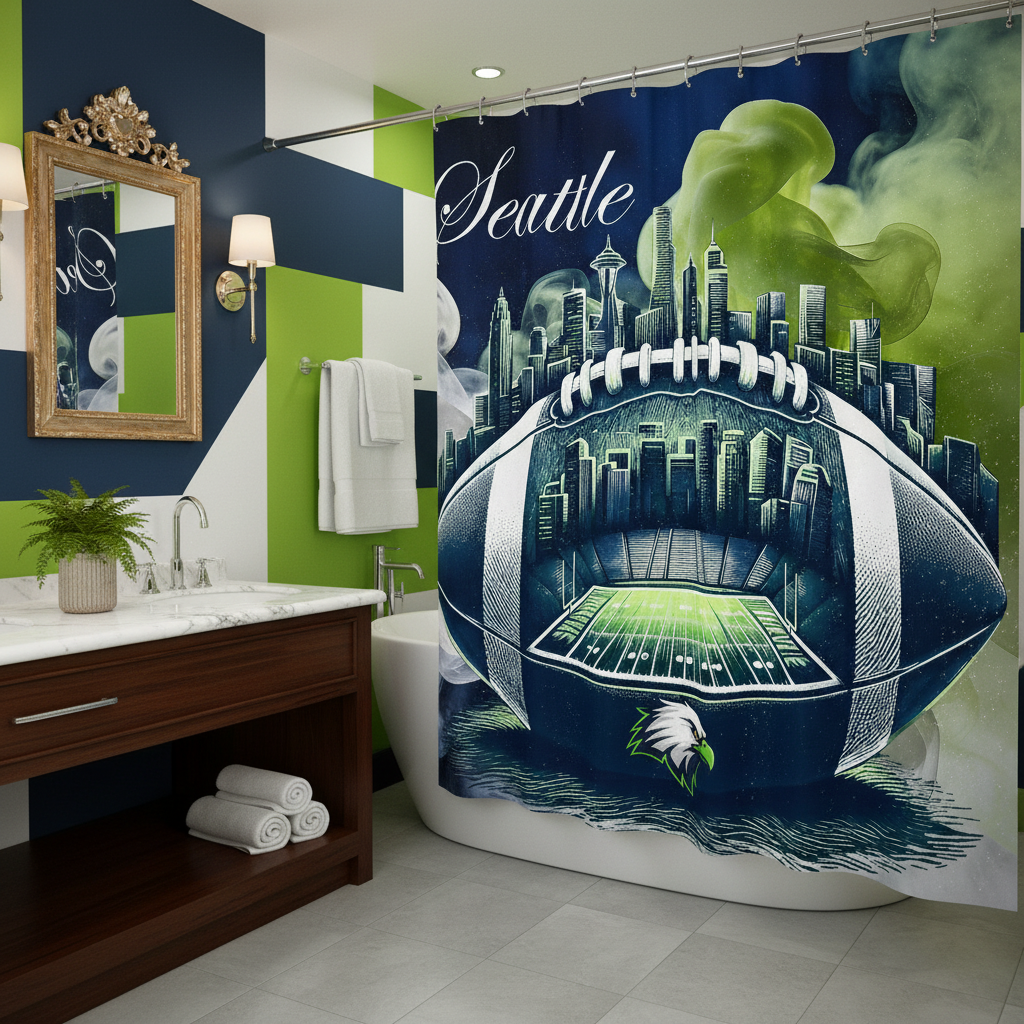 Copycat-Creations Seattle Football Shower Curtain