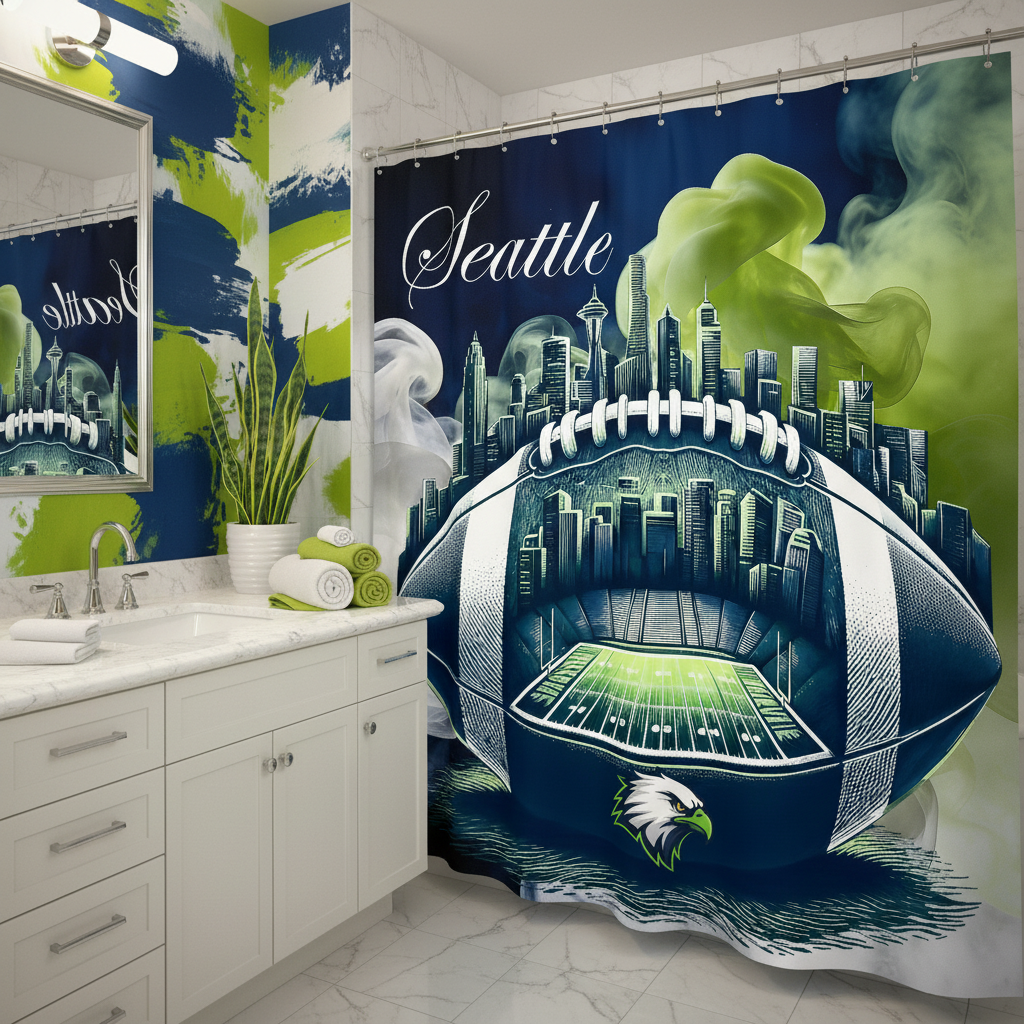 Copycat-Creations Seattle Football Shower Curtain