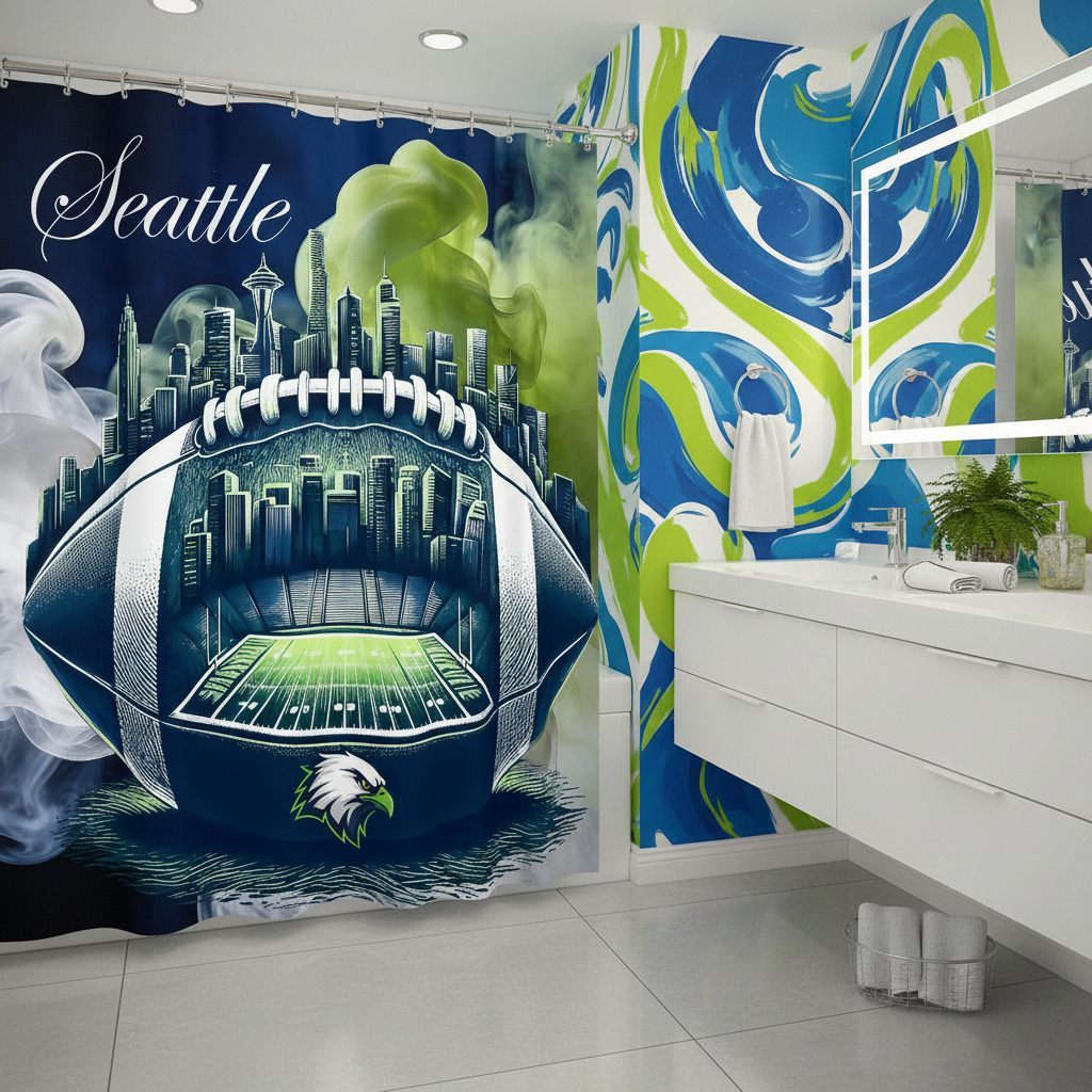 Copycat-Creations Seattle Football Shower Curtain