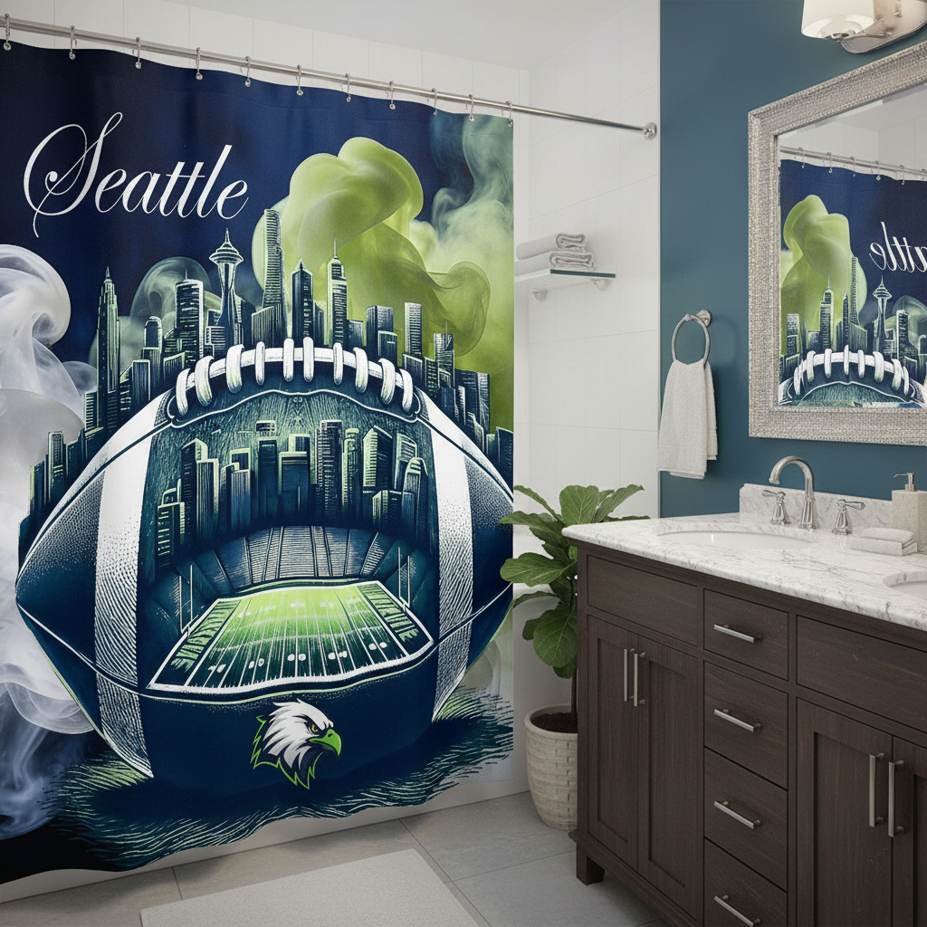 Copycat-Creations Seattle Football Shower Curtain