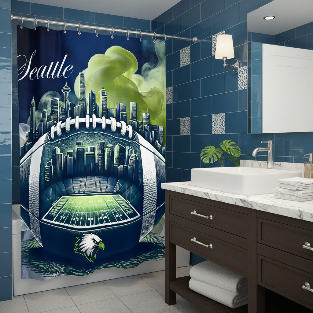 Copycat-Creations Seattle Football Shower Curtain