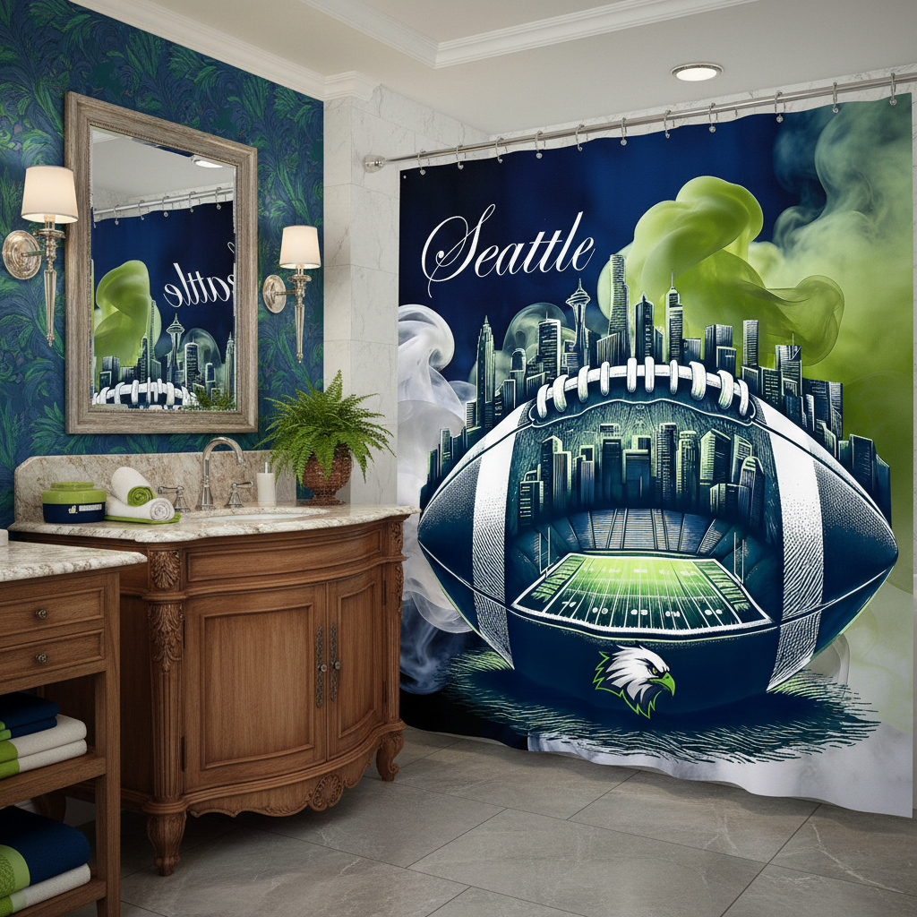 Copycat-Creations Seattle Football Shower Curtain